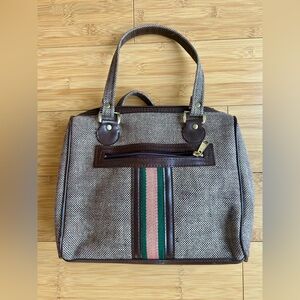 Vintage 1970s Tweed Retro Mod Box Handbag Purse Coach or Gucci Vibes
